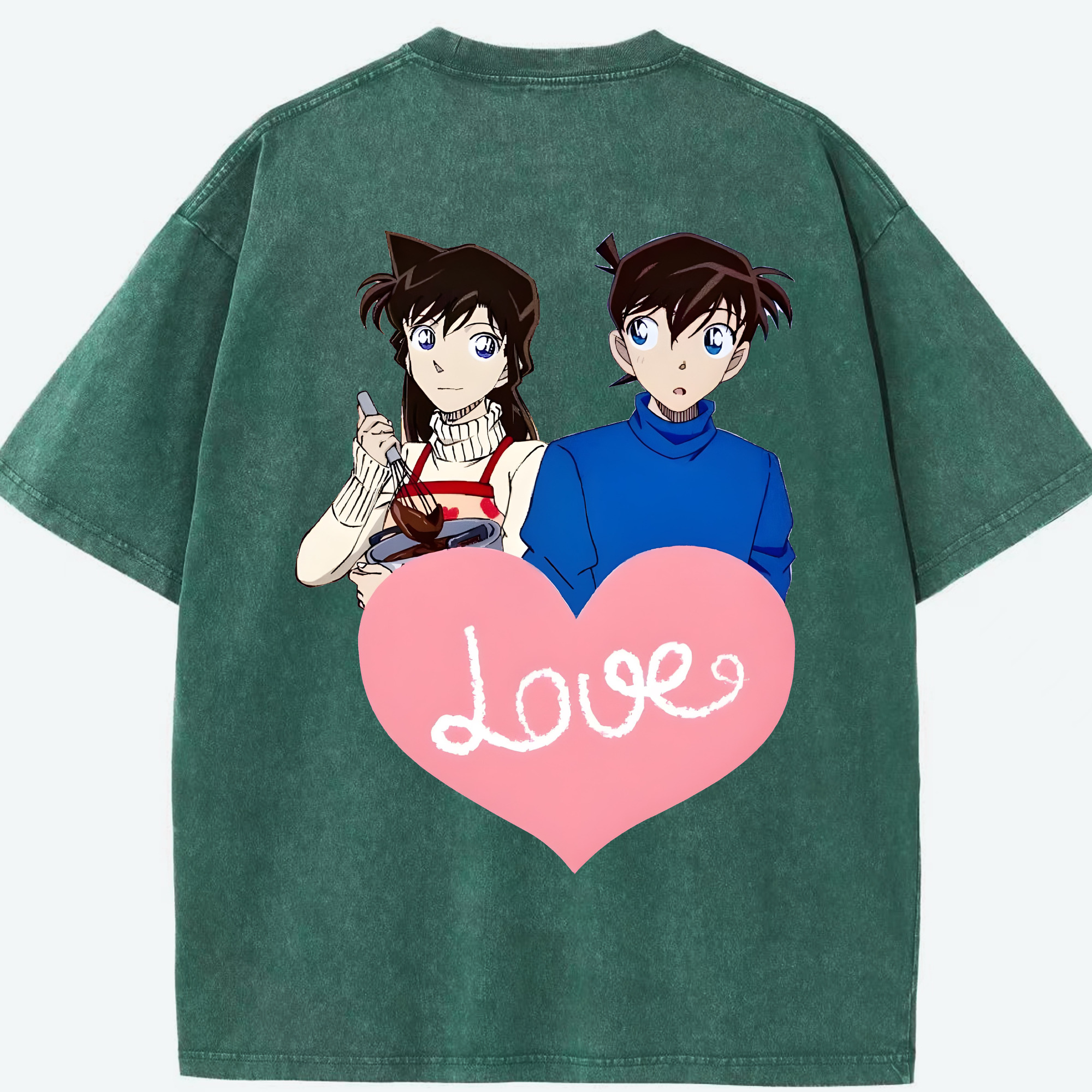 （画像用） 名探偵コナン 毛利 蘭 もうり らん、モーリ ラン Detective Conan Rachel Moore 綿100% ヴィンテージ風 半袖Tシャツ（背面プリント）